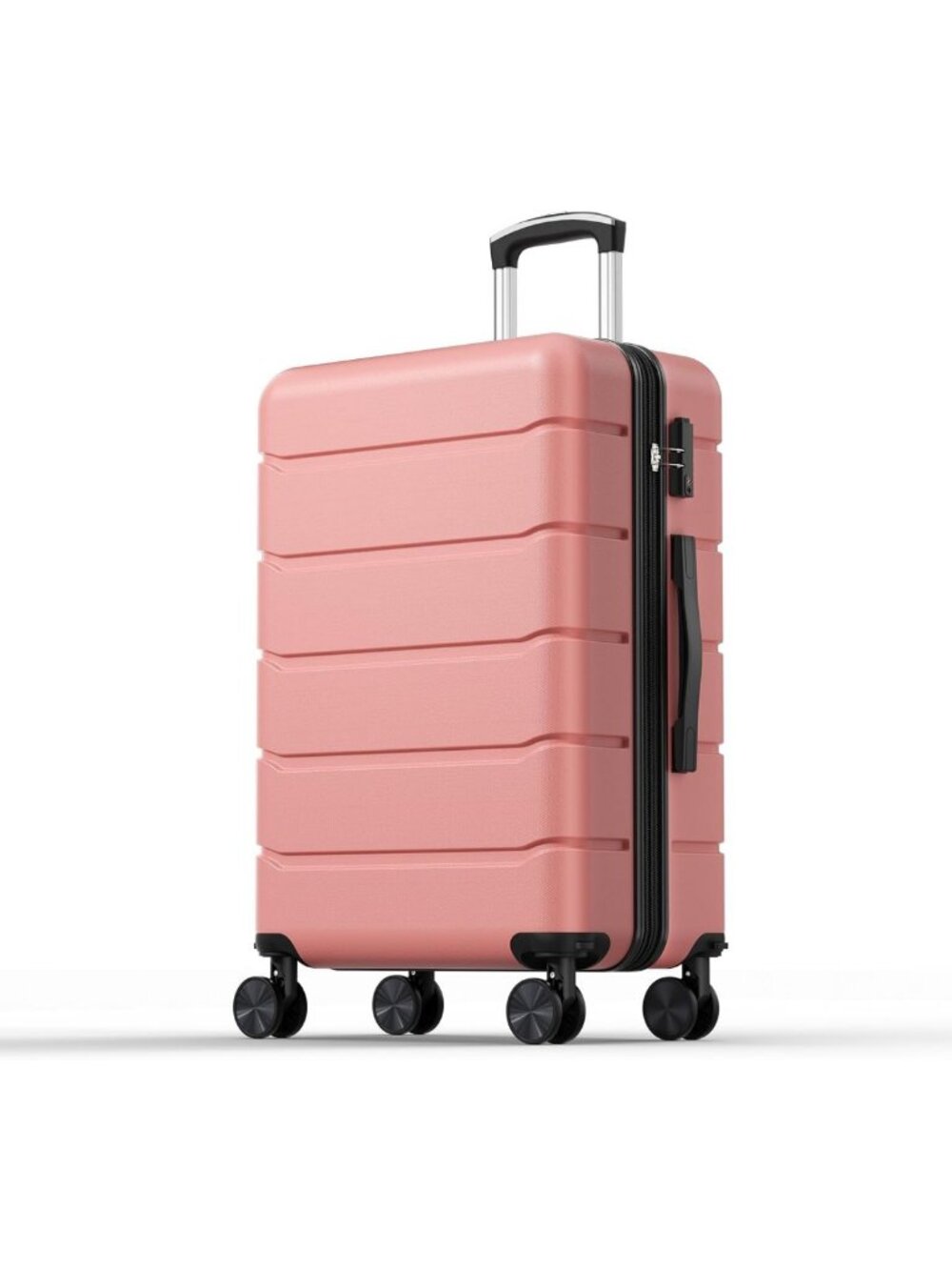 Stylish 24" Pink Checked Luggage - Durable Hard Shell Suitcase for Travel